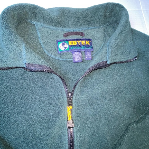 Vintage Eddie Bauer Ebtek Full Zip Fleece Jacket Men’s XL Tall Green - Picture 1 of 7